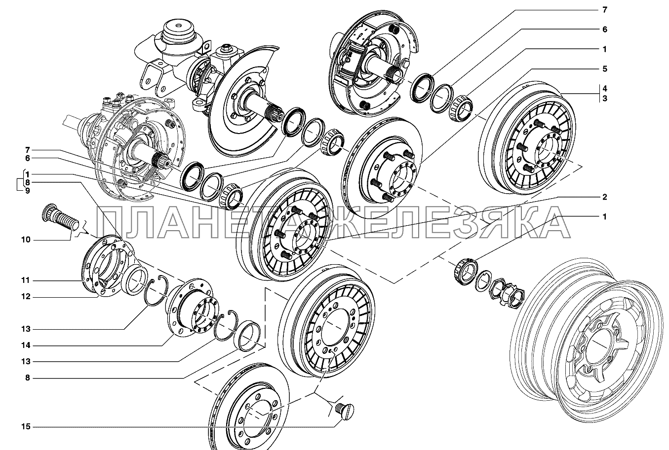 Ступицы передних и задних колес УАЗ-31519